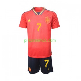 Koszulka Hiszpania Alvaro Morata 7 Dziecięca Główna MŚ 2022 Koszulki Piłkarskie